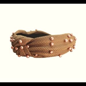 ZAXIE BY STEFANIE TAYLOR Knotted Rhinestone Headband in brown NEW MSRP $38